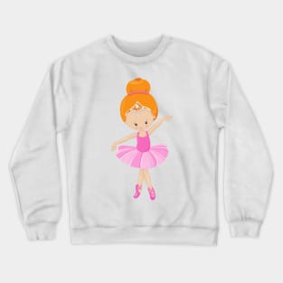 Ballerina, Ballet Girl, Ballet Dancer, Orange Hair Crewneck Sweatshirt